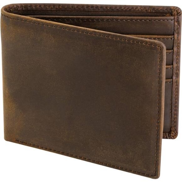 Mens Leather Wallet RFID Blocking Bifold Slim Billfold 8 Card Slots Gift - Picture 1 of 7